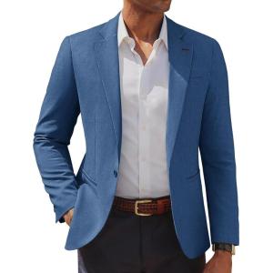 PJ PAUL JONES Men’s Casual Blazer One Button Lightweight Sport Coats Solid Notched Lapel Suit Jackets(Denim Blue)