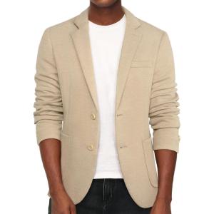 PJ PAUL JONES Men’s Casual Knit Blazer Suit Jackets Two Button Lightweight Unlined Sport Coat(Beige)