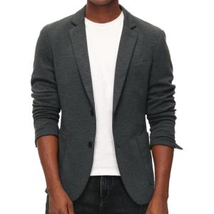 PJ PAUL JONES Men’s Casual Knit Blazer Suit Jackets Two Button Lightweight Unlined Sport Coat(Black Grey)