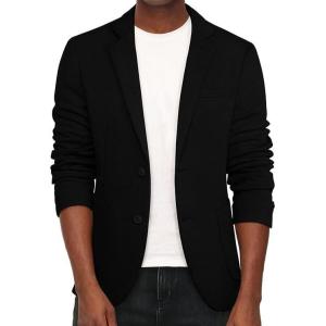 PJ PAUL JONES Men’s Casual Knit Blazer Suit Jackets Two Button Lightweight Unlined Sport Coat(Black-lightweight)