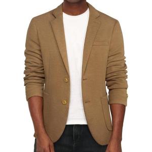 PJ PAUL JONES Men’s Casual Knit Blazer Suit Jackets Two Button Lightweight Unlined Sport Coat(Brown-lightweight)