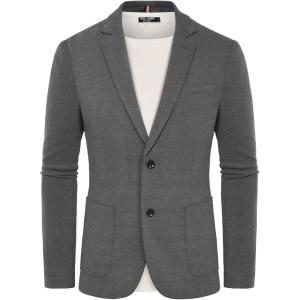 PJ PAUL JONES Men’s Casual Knit Blazer Suit Jackets Two Button Lightweight Unlined Sport Coat(Gray)