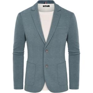PJ PAUL JONES Men’s Casual Knit Blazer Suit Jackets Two Button Lightweight Unlined Sport Coat(Gray Blue)