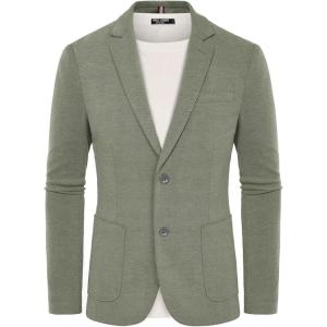 PJ PAUL JONES Men’s Casual Knit Blazer Suit Jackets Two Button Lightweight Unlined Sport Coat(Light Green)
