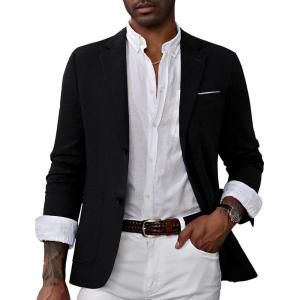 PJ PAUL JONES Mens Casual Sport Coat Blazer Two Buttons Lightweight Business Jackets(Black)