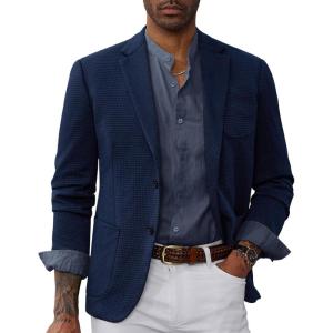PJ PAUL JONES Mens Casual Sport Coat Blazer Two Buttons Lightweight Business Jackets(Dark Blue-1)