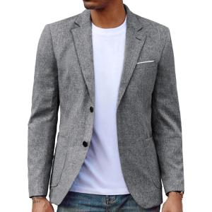 PJ PAUL JONES Mens Casual Sport Coat Blazer Two Buttons Lightweight Business Jackets(Dark Gray)