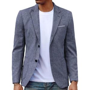 PJ PAUL JONES Mens Casual Sport Coat Blazer Two Buttons Lightweight Business Jackets(Dark Navy)