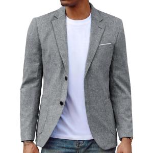 PJ PAUL JONES Mens Casual Sport Coat Blazer Two Buttons Lightweight Business Jackets(Gray)