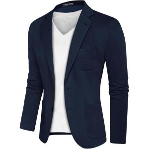 PJ PAUL JONES Mens Casual Sport Coat Blazer Two Buttons Lightweight Business Jackets(Navy Blue-1)