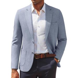 PJ PAUL JONES Mens Casual Sport Coats Two Button Slim Fit Blazer Lightweight Pattern Lined Notch Lapel Suit Jacket(Blue Grey)