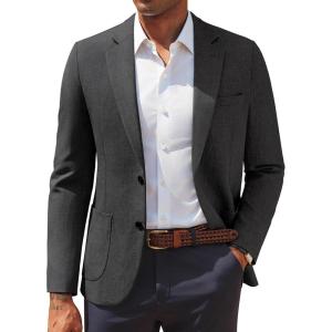 PJ PAUL JONES Mens Casual Sport Coats Two Button Slim Fit Blazer Lightweight Pattern Lined Notch Lapel Suit Jacket(Carbon Grey)