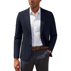PJ PAUL JONES Mens Casual Sport Coats Two Button Slim Fit Blazer Lightweight Pattern Lined Notch Lapel Suit Jacket(Navy Blue)