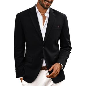 PJ PAUL JONES Mens Casual Sport Coats Two Buttons Lightweight Business Sport Blazer(Black-a)