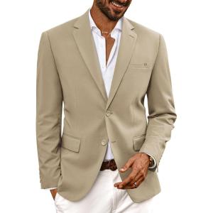 PJ PAUL JONES Mens Casual Sport Coats Two Buttons Lightweight Business Sport Blazer(Khaki-a)