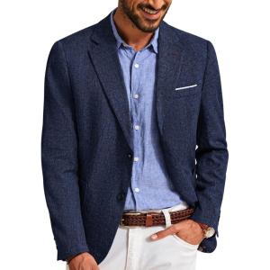 PJ PAUL JONES Mens Casual Sport Coats Two Buttons Lightweight Business Sport Blazer(Navy Blue)