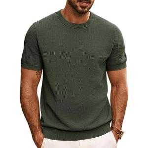 PJ PAUL JONES Mens Casual T-Shirts Classic Short Sleeve Knit Tees Crewneck Solid Tee Shirts(Army Green)