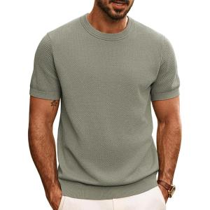 PJ PAUL JONES Mens Casual T-Shirts Classic Short Sleeve Knit Tees Crewneck Solid Tee Shirts(Khaki Green)
