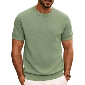 PJ PAUL JONES Mens Casual T-Shirts Classic Short Sleeve Knit Tees Crewneck Solid Tee Shirts(Light Green)