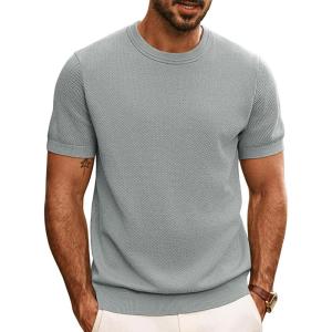 PJ PAUL JONES Mens Casual T-Shirts Classic Short Sleeve Knit Tees Crewneck Solid Tee Shirts(Light Grey)