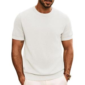 PJ PAUL JONES Mens Casual T-Shirts Classic Short Sleeve Knit Tees Crewneck Solid Tee Shirts(White)