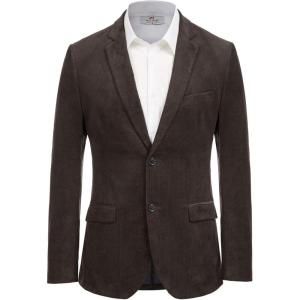 PJ PAUL JONES Mens Corduroy Blazer Jackets Slim Fit Two Button Casual Sports Coat(Chocolate)