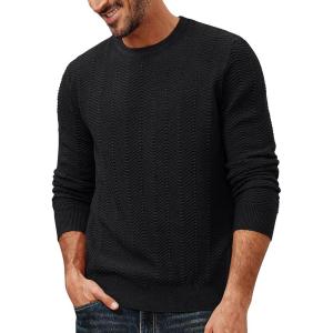 PJ PAUL JONES Mens Crewneck Sweater Lightweight Casual Long Sleeve Knit Pullover Sweaters(Black)