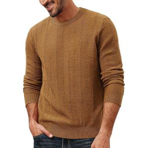 PJ PAUL JONES Mens Crewneck Sweater Lightweight Casual Long Sleeve Knit Pullover Sweaters(Coffee)