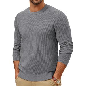 PJ PAUL JONES Mens Crewneck Sweaters Slim Fit Lightweight Knit Pullover Sweaters for Casual(Gray)