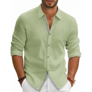 PJ PAUL JONES Mens Dress Shirts Wrinkle Free Stretch Button Down Shirt Casual Long Sleeve Business Shirts(Lime Green)