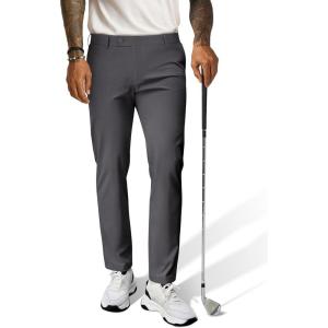 PJ PAUL JONES Mens Golf Pants 4-Way Stretch Lightweight Work Casual Trousers Slim Fit Dress Pants with Pockets(Dark Grey-d)