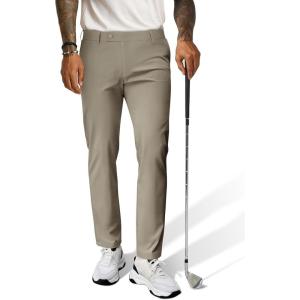 PJ PAUL JONES Mens Golf Pants 4-Way Stretch Lightweight Work Casual Trousers Slim Fit Dress Pants with Pockets(Khaki-d)