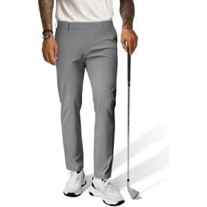 PJ PAUL JONES Mens Golf Pants 4-Way Stretch Lightweight Work Casual Trousers Slim Fit Dress Pants with Pockets(Light Grey-d)