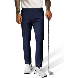 PJ PAUL JONES Mens Golf Pants 4-Way Stretch Lightweight Work Casual Trousers Slim Fit Dress Pants with Pockets(Navy Blue-d)