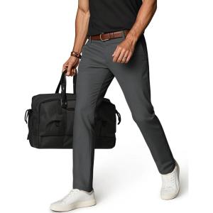 PJ PAUL JONES Mens Golf Pants Stretch Work Dress Pant Casual Classic Fit Lightweight Slacks Trousers with 5 Pockets(Dark Grey)