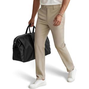 PJ PAUL JONES Mens Golf Pants Stretch Work Dress Pant Casual Classic Fit Lightweight Slacks Trousers with 5 Pockets(Khaki-b)