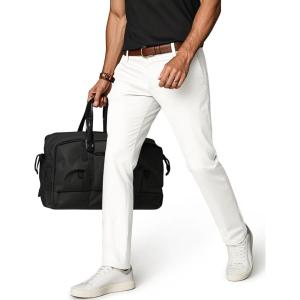 PJ PAUL JONES Mens Golf Pants Stretch Work Dress Pant Casual Classic Fit Lightweight Slacks Trousers with 5 Pockets(White)