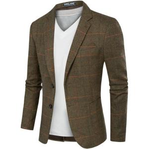 PJ PAUL JONES Men’s Herringbone Tweed Blazer British Wool Blend Sport Coat Jacket(B-army Green)
