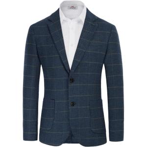 PJ PAUL JONES Men’s Herringbone Tweed Blazer British Wool Blend Sport Coat Jacket(Blue)
