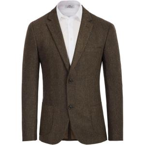 PJ PAUL JONES Men’s Herringbone Tweed Blazer British Wool Blend Sport Coat Jacket(Brown)