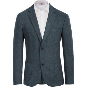PJ PAUL JONES Men’s Herringbone Tweed Blazer British Wool Blend Sport Coat Jacket(Dark Blue)
