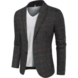 PJ PAUL JONES Men’s Herringbone Tweed Blazer British Wool Blend Sport Coat Jacket(D-gray)