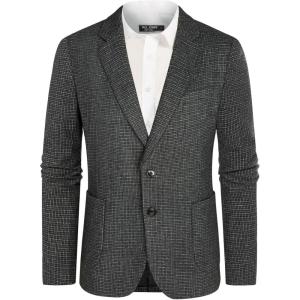 PJ PAUL JONES Men’s Herringbone Tweed Blazer British Wool Blend Sport Coat Jacket(Grey Plaid)