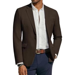 PJ PAUL JONES Men’s Lightweight Sport Coat Casual One Button Blazer Breathable Sportcoat(Coffee)