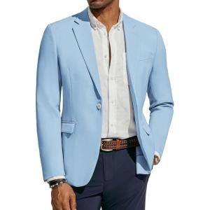 PJ PAUL JONES Men’s Lightweight Sport Coat Casual One Button Blazer Breathable Sportcoat(Sky Blue)