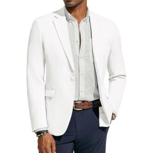 PJ PAUL JONES Men’s Lightweight Sport Coat Casual One Button Blazer Breathable Sportcoat(White)