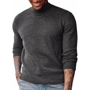 PJ PAUL JONES Men’s Mock Turtleneck Sweater Long Sleeve Undershirts Wool Blend Pullover Sweaters(Dark Gray)