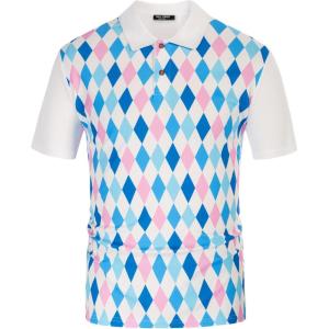 PJ PAUL JONES Mens Polo Shirt Short Sleeve Performance Golf Polo Shirts Daily CasualWear(Blue+purple)