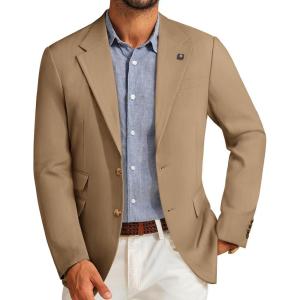 PJ PAUL JONES Men’s Sport Coats and Blazers Linen Cotton Blazer Regular Fit 2 Buttons Suit Jacket with Removable Brooch(Khaki)