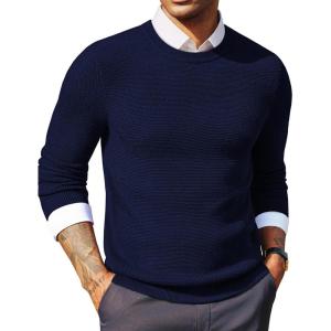 PJ PAUL JONES Mens Sweater Cable Knit Textured Solid Fall Sweaters(Navy)